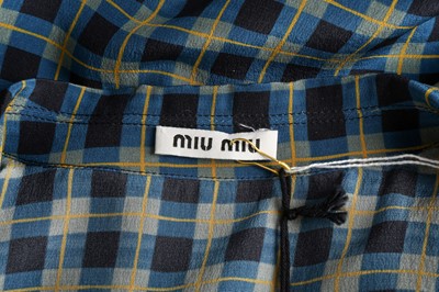 Lot 23 - Miu Miu Blue Check Silk Shirt - Size 36