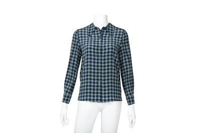 Lot 23 - Miu Miu Blue Check Silk Shirt - Size 36