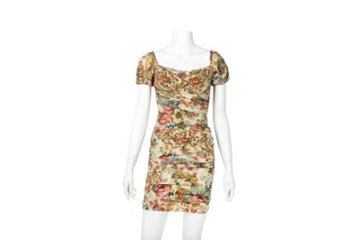 Lot 209 - Dolce & Gabbana Beige Silk Tapestry Print Dress - Size 36