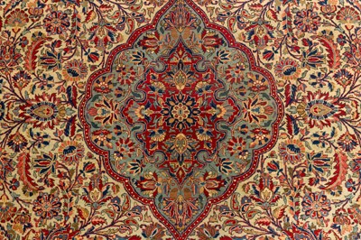 Lot 58 - A FINE ANTIQUE KASHAN CARPET, CENTRAL PERSIA