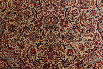 Lot 58 - A FINE ANTIQUE KASHAN CARPET, CENTRAL PERSIA