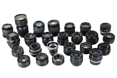 Lot 1207 - A Large Selection of SLR Lenses, inc Konica 40mm 'Pancake' Lens.