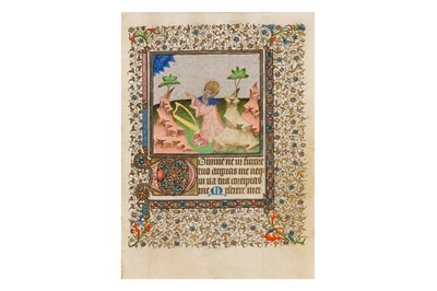 Lot 30 - David kneeling in prayer, leaf from an illuminated manuscript Book of Hours [c.1420-30]