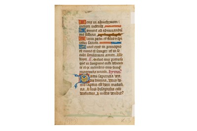 Lot 34 - Illuminated manuscript leaf on vellum. The Crucifixion from a Book of Hours, [late c.15th]