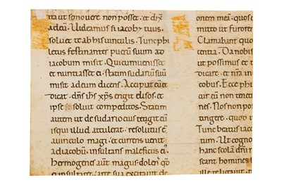 Lot 8 - Illuminated leaf on vellum. St. James the Apostle, [mid c.12th.]