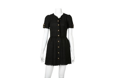 Lot 396 - Dolce & Gabbana Black Boucle Short Sleeve Dress - Size 36