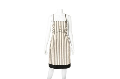 Lot 86 - Fendi Ivory Stripe Cotton Sleeveless Dress - Size 38