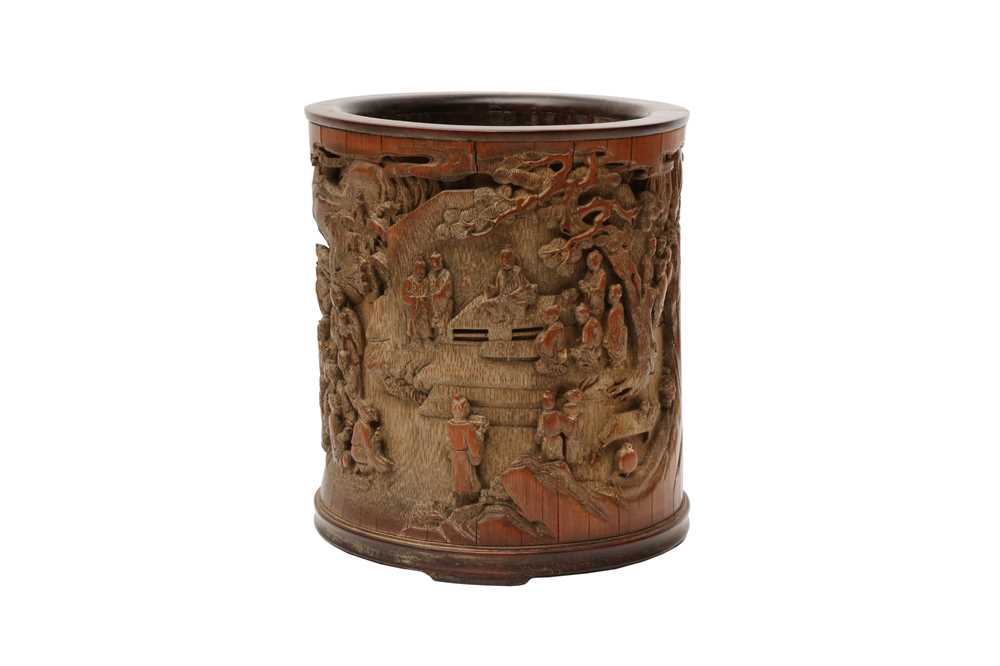 Lot 390 - A CHINESE BAMBOO BRUSH POT, BITONG