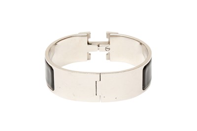 Lot 503 - Hermes Black Enamel Clic Clac H Wide Bracelet