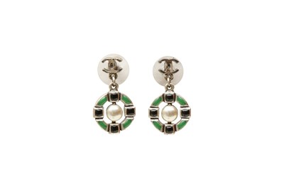Lot 490 - Chanel Mosaic Pearl Drop Pierced Earrings