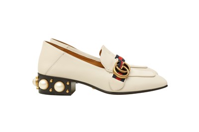 Lot 197 - Gucci Ivory Peyton Pearl Heeled Loafer - Size 36.5