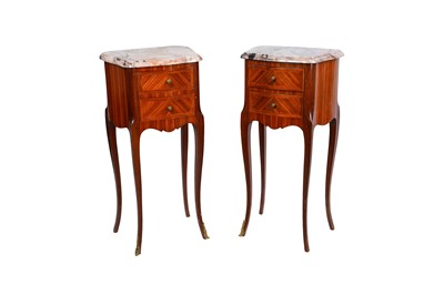 Lot 272 - A PAIR OF FRENCH LOUIS XV STYLE BEDSIDE CABINETS