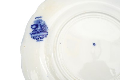 Lot 134 - A SET OF SIX FLOW BLUE TURKEY PLATES BY RIDGWAYS, CIRCA 1891-1920, ENGLAND