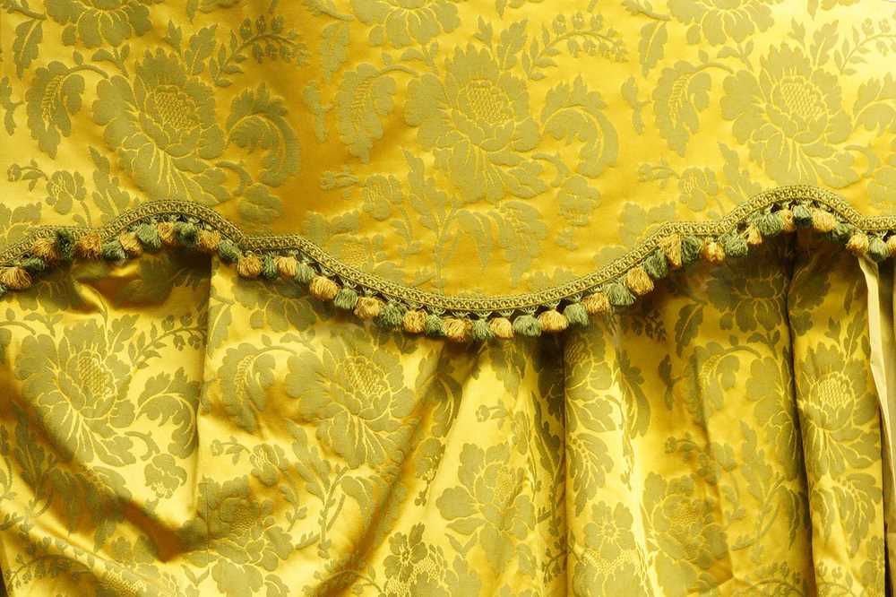 Lot 342 TWO PAIRS OF GOLD COLOURED DAMASK TYPE SILK