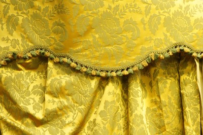 Lot 342 - TWO PAIRS OF GOLD COLOURED DAMASK TYPE SILK LINED CURTAINS