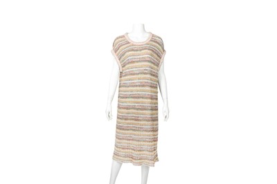 Lot 295 - Chanel Multi Cotton Knit Dress and Cardigan Set - Size 46