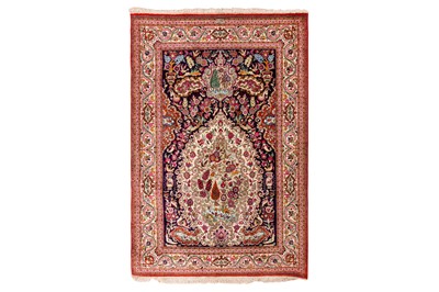 Lot 69 - AN EXTREMELY FINE SIGNED SILK QUM RUG, CENTRAL PERSIA