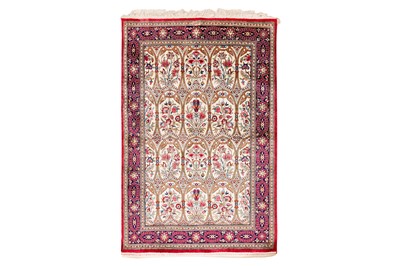 Lot 68 - AN EXTREMELY FINE SIGNED SILK QUM RUG, CENTRAL PERSIA