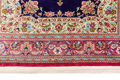 Lot 10 - AN EXTREMELY FINE SILK QUM RUG, CENTRAL PERSIA