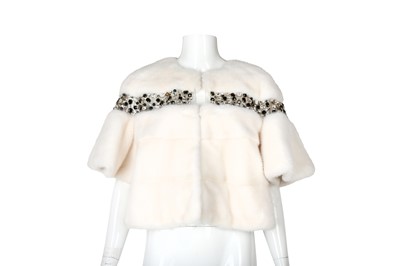 Lot 469 - Unnamed White Mink Cropped Embellished Jacket - Size XL