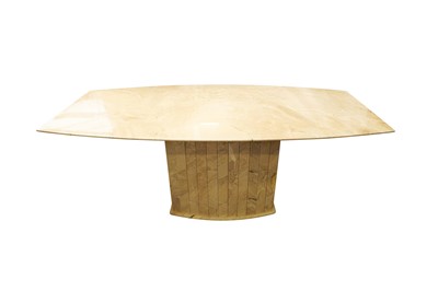 Lot 328 - A KESTERPORT TRAVERTINE MARBLE DINING TABLE