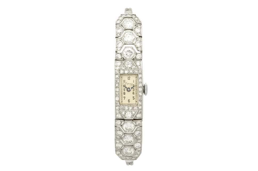 Lot 80 - ASPREY. AN ART DECO DIAMOND COCKTAIL WATCH