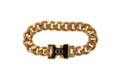 Lot 393 - Dior Black Enamel Logo Curb Link Bracelet