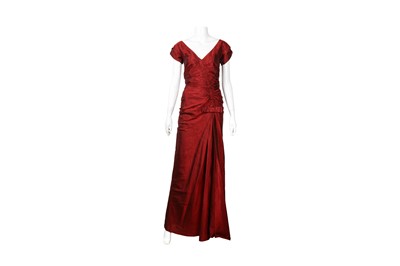 Lot 101 - Christian Dior Wine Silk Dupion Gown - Size 12