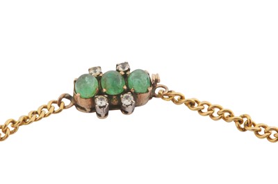 Lot 63 - AN EMERALD AND WHITE SAPPHIRE NECKLACE AND EARRING SUITE