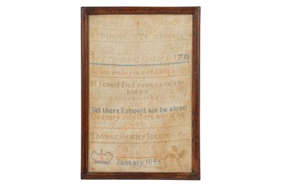 Lot 385 - AN EARLY VICTORIAN SAMPLER BY A BOY