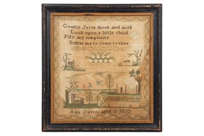 Lot 389 - A GEORGE IV SAMPLER TOGETHER WITH TWO VICTORIAN SAMPLERS