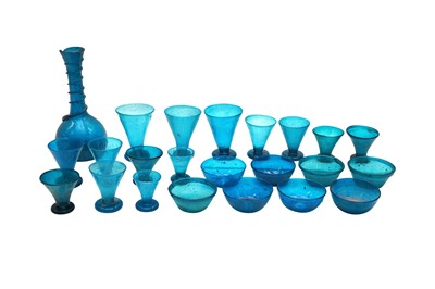 Lot 133 - A GROUP OF HAND-BLOWN VENETIAN TURQUOISE GLASSWARE