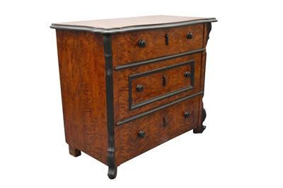 Lot 798 - A LATE 19TH CENTURY SATINWOOD AND EBONISED CHEST OF DRAWERS