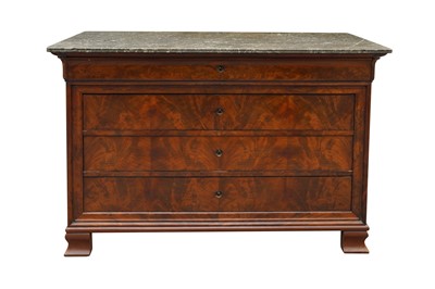 Lot 802 - A 19TH CENTURY FRENCH WALNUT COMMODE CHEST