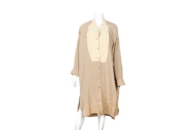 Lot 290 - Loewe Beige Silk Bid Front Shirt Dress - Size 38