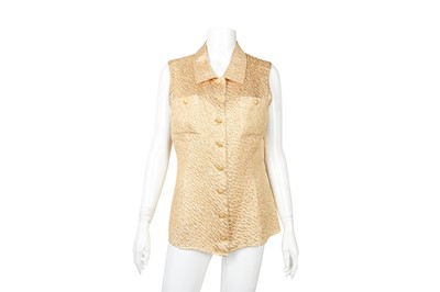 Lot 379 - Chanel Gold Silk Lurex Sleeveless Blouse - Size 40