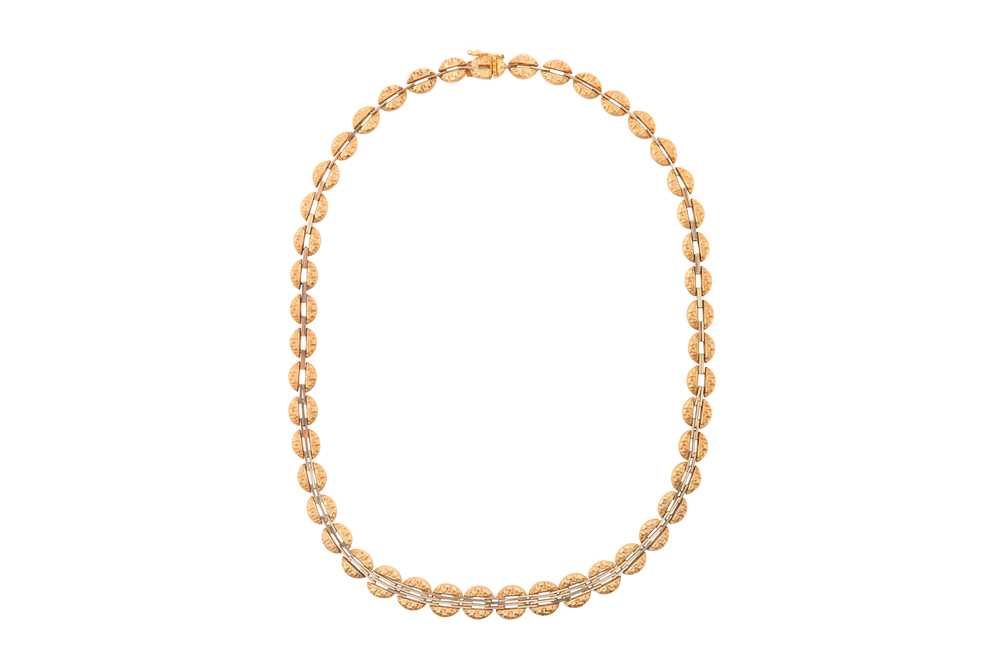 Lot 201 - A FANCY-LINK GOLD NECKLACE