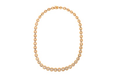 Lot 201 - A FANCY-LINK GOLD NECKLACE