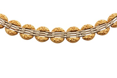 Lot 201 - A FANCY-LINK GOLD NECKLACE