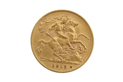 Lot 308 - A GEORGE V 1912 GOLD HALF SOVEREIGN COIN