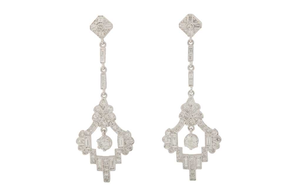 Lot 50 - A PAIR OF DIAMOND EARRINGS