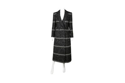 Lot 516 - Giorgio Armani Black Wool Boucle Embellished Coat - Size 44