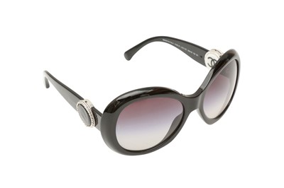 Lot 508 - Chanel Black CC Oval Oversized Sunglasses
