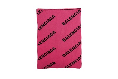 Lot 68 - Balenciaga Hot Pink Wool Allover Logo Scarf