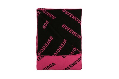 Lot 68 - Balenciaga Hot Pink Wool Allover Logo Scarf