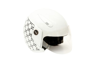 Lot 455 - Gucci White Guccissima Crash Helmet - Size S