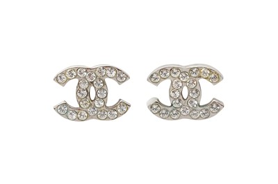 Lot 495 - Chanel Crystal CC Small Pierced Earrings