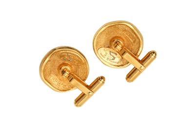 Lot 365 - Chanel Round Lion Relief Cufflinks
