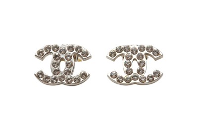 Lot 493 - Chanel Crystal CC Small Clip On Earrings