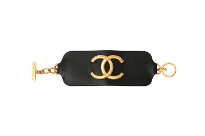 Lot 414 - Chanel Black CC Cuff Bracelet
